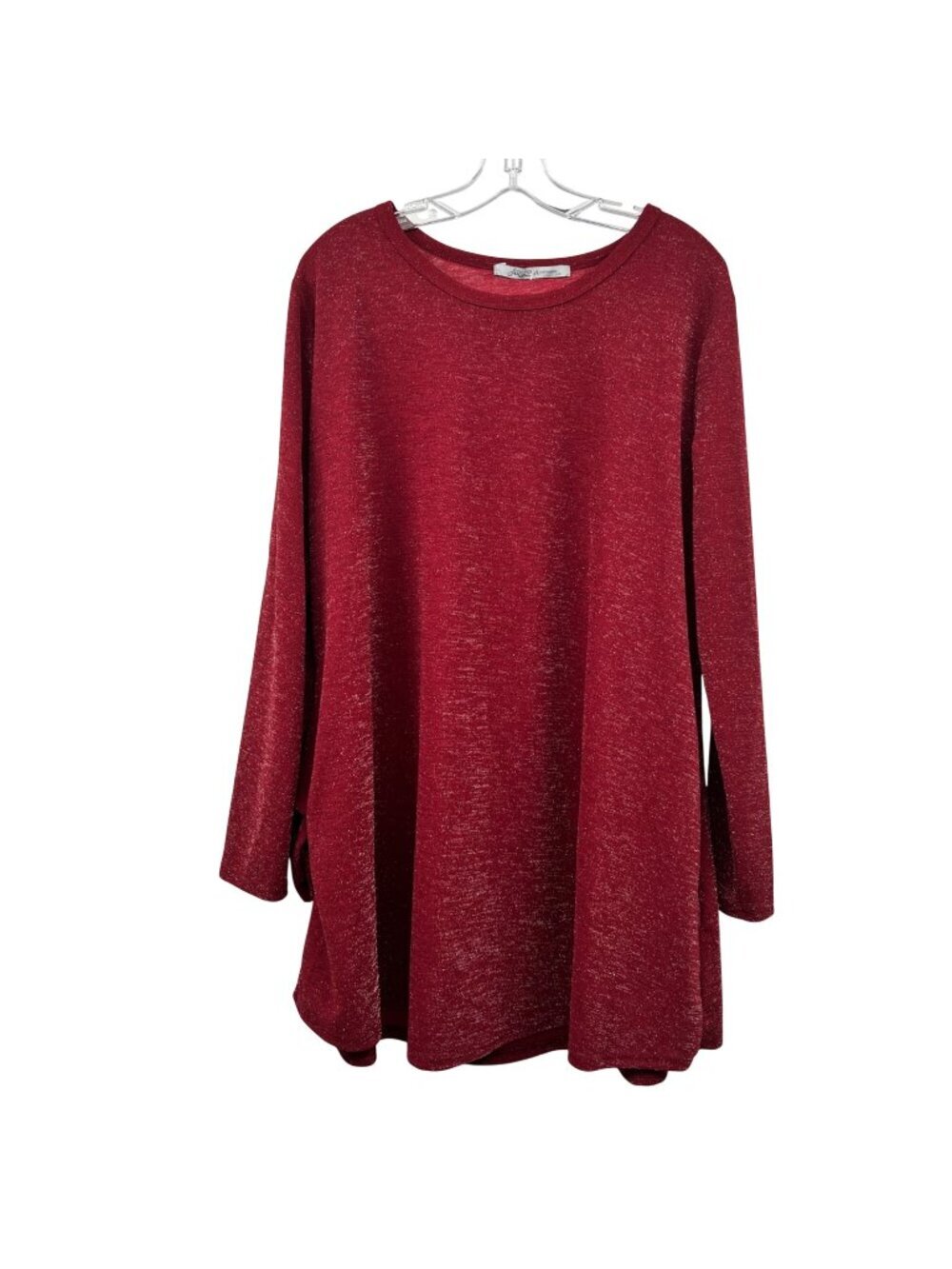 Arianna by Howard's Glitter Shift Dress Long Sleeve Red/Silver Size L/XL Pockets